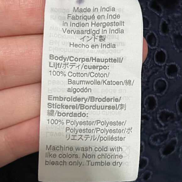 J Crew Womens Eyelet Hem Sweatshirt Sz L Navy Blue French Terry Soft Girl Comfy - Picture 6 of 7